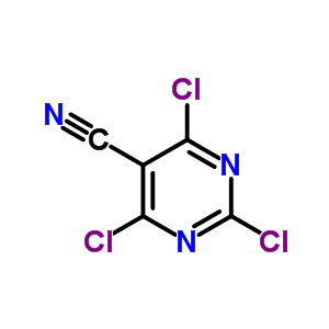 2,4,6-三氯嘧啶-5-甲腈分子式结构图