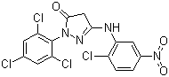 1-(2',4',6'-三氯苯基)-3-(2'-氯-5'-硝基苯胺基)-5-吡唑酮分子式结构图