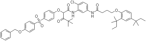 N-[5-[[4-[2,4-双(叔戊基)苯氧)]-1-氧代丁基]氨基]-2-氯苯基]-4,4-二甲基-3-氧代-2-[4-[[4-(苯甲氧基)苯基]磺基]苯氧基]戊酰胺分子式结构图