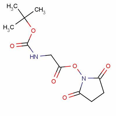 Boc-甘氨酸-N-羟基琥珀酰亚胺酯分子式结构图