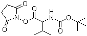 Boc-缬氨酸羟琥珀酰亚胺甲酯分子式结构图