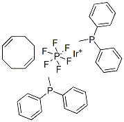 1,5-环辛二烯双(甲基联苯基磷化氢)铱六氟磷酸盐分子式结构图