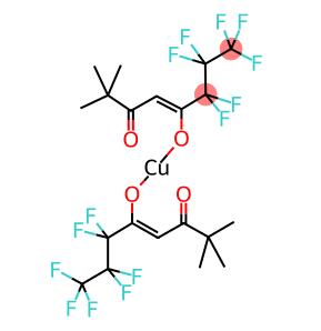 双(6,6,7,7,8,8,8-七氟-2,2-二甲基-3,5-辛二酮酸)铜(II)分子式结构图