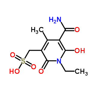2-氧代-3-氨基甲酰基-4-甲基-5-磺甲基-6-羟基-N-乙基吡啶分子式结构图