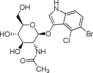 5-溴-4-氯-3-吲哚基-N-乙酰-beta-D-氨基葡萄糖苷分子式结构图