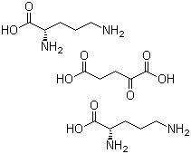 L-鸟氨酸-α-酮戊二酸盐(2:1)二水合物分子式结构图