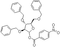 1-对硝基苯甲酸-2,3,5-三苄氧基-D-阿拉伯呋喃糖苷分子式结构图