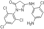 1-(2,4,6-三氯苯基)-3-(5-氨基-2-氯苯胺基)-5-吡唑酮分子式结构图