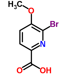 6-溴-5-甲氧基-2-羧酸吡啶分子式结构图