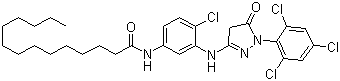 N-[4-氯-3-[[4,5-二氢-5-氧代-1-(2,4,6-三氯苯基)-1H-吡唑-3-基]氨基]苯基]十四烷酰胺分子式结构图