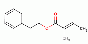 (E)-2-苯乙醇2-甲基-2-丁烯酸酯分子式结构图