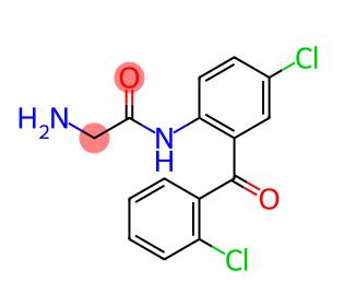 2-胺基乙酰氨基-2',5-二氯二苯甲酮分子式结构图