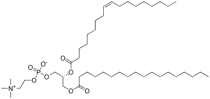 L-A-磷脂酰胆碱-B-油酰基-*γ-硬脂酰分子式结构图