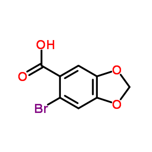 6-溴苯并[d][1,3]二氧杂环戊烯-5-羧酸分子式结构图