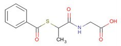 α-苯甲酰巯基丙酰甘氨酸分子式结构图