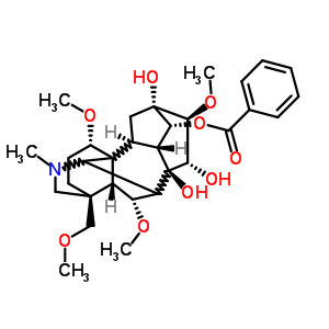 苯甲酰次乌头原碱分子式结构图