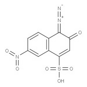 4-偶氮-3,4-二氢-7-硝基-3-氧代-1-萘磺酸分子式结构图