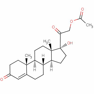 孕甾-4-烯-17α,21-二醇-3,20-二酮-21-醋酸酯分子式结构图