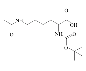 N-叔丁氧羰基-N'-乙酰基-L-赖氨酸分子式结构图