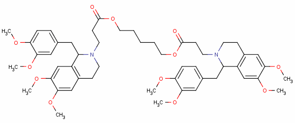 1,5-戊烷二基二[1-[(3,4-二甲氧基苯基)甲基]-3,4-二氢-6,7-二甲氧基-1H-异喹啉-2-丙酸酯]分子式结构图