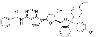 N6-苯甲酰基-5'-O-(4,4'-二甲氧基三苯基)-2'-脱氧腺苷分子式结构图