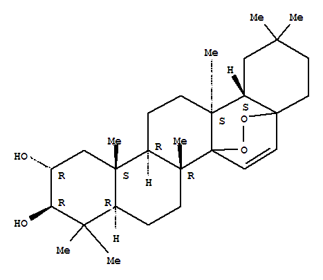（2a，3b，13a，14x，17x）- 27,28-二匚啉-15-烯-2,3-二醇，14,17-环氧-13-甲基-27,28-二醇分子式结构图