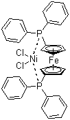 二氯代(1,1'-二(二联苯膦)二茂(络)铁)镍(II)分子式结构图