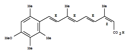 9-(4-甲氧基-2,3,6-三甲基苯基)-3,7-二甲基-2,4,6,8-丁烯酸分子式结构图