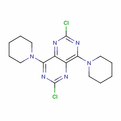 2,6-二氯-4,8-二哌啶子基嘧啶并[5,4-D]嘧啶分子式结构图