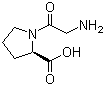 (R)-1-(2-氨基乙酰基)吡咯烷-2-羧酸分子式结构图