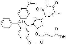 5'-O-(4,4'-二甲氧基三苯基甲基)-胸苷-3'-O-丁二酸分子式结构图