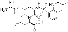 (2R,4R)-4-甲基-1-[N-[(3-甲基-1,2,3,4-四氢-8-喹啉基)磺酰]-L-精氨酰]-2-哌啶甲酸分子式结构图