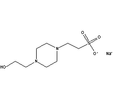 N-2-羟乙基哌嗪-N'-2-乙磺酸钠盐分子式结构图