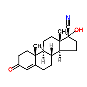 17β-氰基-17α-羟基雄甾-4-烯-3-酮分子式结构图