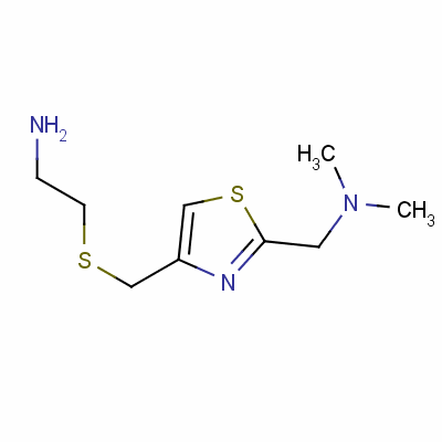 2-(二甲氨基甲基)-4-(2-氨乙基硫甲基)噻唑分子式结构图