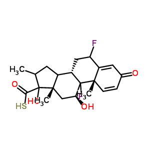 (6A,11B,16A,17A)-6,9-二氟-11,17-二羟基-16-甲基-3-氧代雄甾-1,4-二烯-17-硫代羧酸分子式结构图