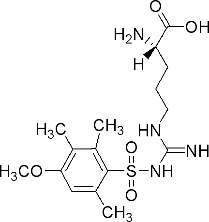 N'-(4-甲氧基-2,3,6-三甲基苯磺酰基)-L-精氨酸分子式结构图