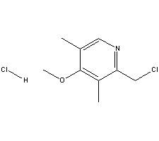 2-氯甲基-3,5-二甲基-4-甲氧基吡啶盐酸盐分子式结构图