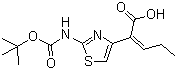 (Z)-2-(2-叔丁氧羰基氨基噻唑-4-基)-2-戊烯酸分子式结构图