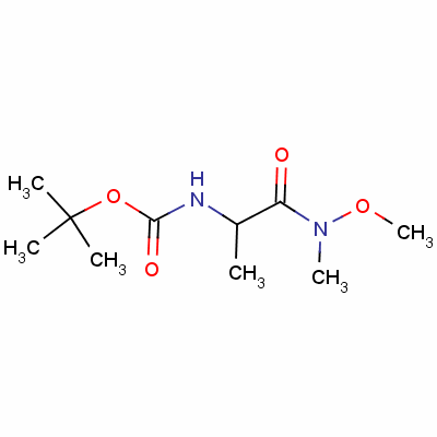 N-(叔丁氧基羰基)-L-丙氨酸-N'-甲氧基-N'-甲酰胺分子式结构图