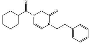 1-苯基乙基-4环己基甲酰-2-氧代-5-烯-哌嗪分子式结构图