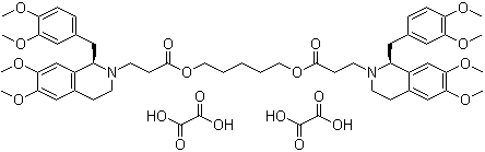 (1R,1R')-2,2'-(3,11-二氧代-4,10-二氧杂-1,13-亚十三烷基)-双-[6,7-二甲氧基-1-(3,4-二甲氧基苄基)-1,2,3,4-四氢异喹啉]草酸盐分子式结构图