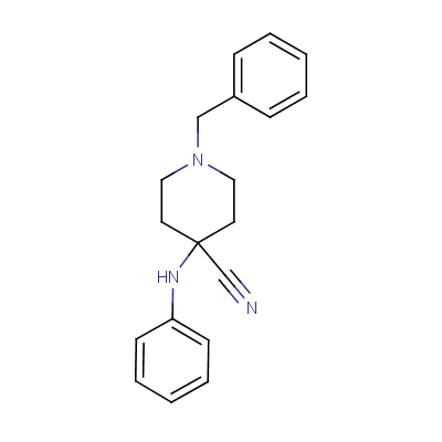 4-苯胺基-1-苄基-4-氰基哌啶分子式结构图