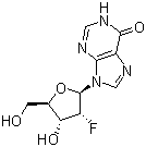 9-(2-脱氧-2-氟-beta-D-阿拉伯呋喃糖基)-1,9-二氢-6H-嘌呤-6-酮分子式结构图