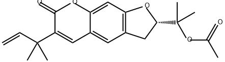 7H-Furo[3,2-g][1]benzopyran-7-one, 2-[1-(acetyloxy)-1-methylethyl]-6-(1,1-dimethyl-2-propen-1-yl)-2,3-dihydro-, (2S)-分子式结构图