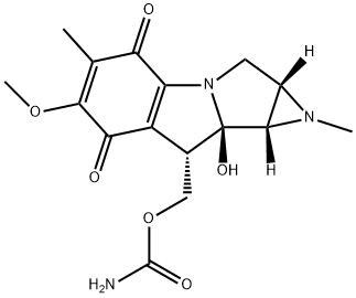 (1aS)-1,5-Dimethyl-6-methoxy-8β-(carbamoyloxymethyl)-8aα-hydroxy-1,1aα,2,8,8a,8bα-hexahydroazirino[2',3':3,4]pyrrolo[1,2-a]indole-4,7-dione分子式结构图