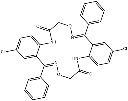 2,12-Dichloro-5,7-15,17-tetrahydro-10,20-diphenyl-6H,16H-dibenzo[d,l][ 1,9.2,6,10,14]dioxotetraazacyclohexadecine-6,16-dione分子式结构图