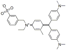 N-Ethyl-N-[4-[bis[4-(dimethylamino)phenyl]methylene]-3-methyl-2,5-cyclohexadien-1-ylidene]-3-sulfonatobenzenemethanaminium分子式结构图