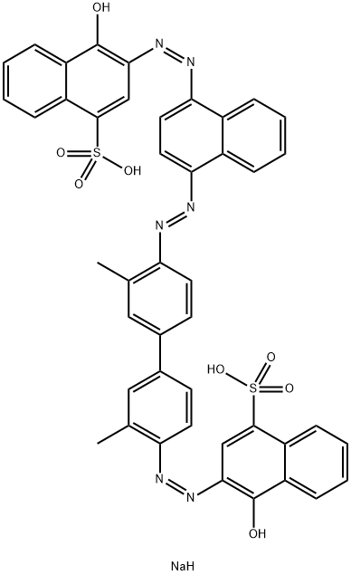 4-Hydroxy-3-[[4'-[[4-[(1-hydroxy-4-sodiosulfo-2-naphthalenyl)azo]-1-naphthalenyl]azo]-3,3'-dimethyl[1,1'-biphenyl]-4-yl]azo]naphthalene-1-sulfonic acid sodium salt分子式结构图