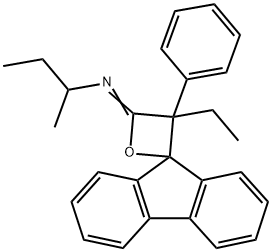 N-sec-Butyl-3'-ethyl-3'-phenylspiro[9H-fluorene-9,2'-oxetan]-4'-imine分子式结构图